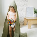 Linen Hooded Waffle Towel for Kids - Sage - Image 2