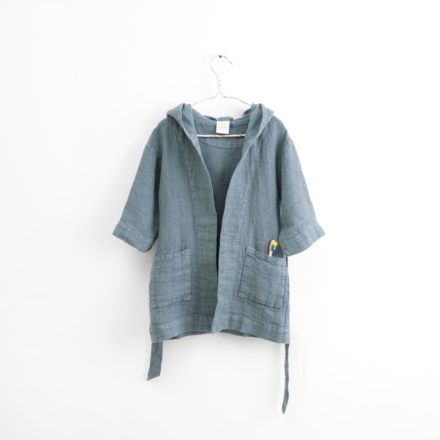 BlueFogBathrobe Linen Bathrobe for Kids - Blue Fog - Image 1