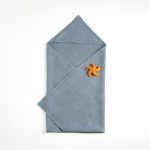 Linen Hooded Waffle Towel for Kids - Blue Fog - Image 2