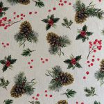 Christmas Motive Golden Pine Round Tablecloth - Image 2