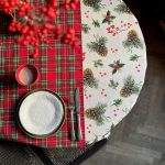 Christmas Motive Golden Pine Round Tablecloth - Image 3
