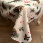 Winter Motive Golden Pine Rectangular Tablecloth - Image 2