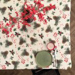 Winter Motive Golden Pine Rectangular Tablecloth