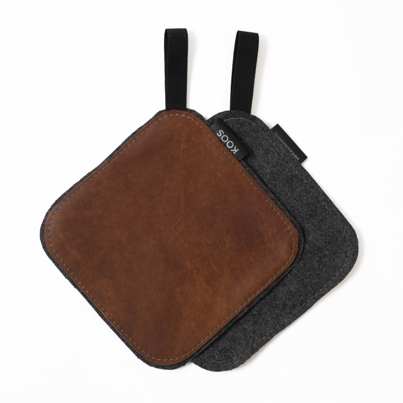 KOOS_potholder_leather_brown Leather Pot Holder - Different colors - Image 1