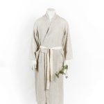 Linen bathrobe - Grey Fishbone - Image 2