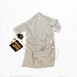 Linen bathrobe - Grey Fishbone - Image 3
