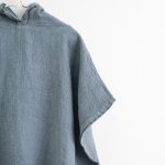 Linen Fine Waffle Poncho for Kids - Blue Fog - Image 3