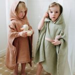 Linen Fine Waffle Poncho for Kids - Sage - Image 4