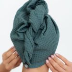 Secure Fit Cotton Hair Towel with Button Closure - Image 2