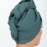 Secure Fit Cotton Hair Towel with Button Closure - Image 11