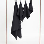 Organic Waffle Cotton Towel - Black - Image 4
