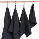 Organic Waffle Cotton Towel - Black - Image 2