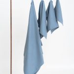 Organic Waffle Cotton Towel - Blue - Image 3