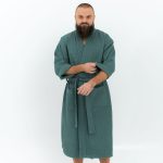 Long Waffle Fabric Robe for Men - Image 10