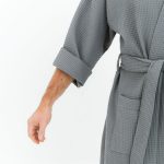 Long Waffle Fabric Robe for Men - Image 4