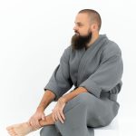 Long Waffle Fabric Robe for Men - Image 2