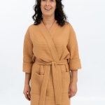 Short Waffle Fabric Robe for Women - Image 3