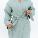 Short Waffle Fabric Robe for Women - Image 4