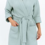 Short Waffle Fabric Robe for Women - Image 6