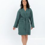 Short Waffle Fabric Robe for Women - Image 8