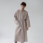 Honeycomb Waffle Bathrobe - Powder - Image 4