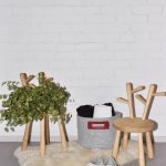 Wool Felt Omaking Basket - Grey/Bordeaux