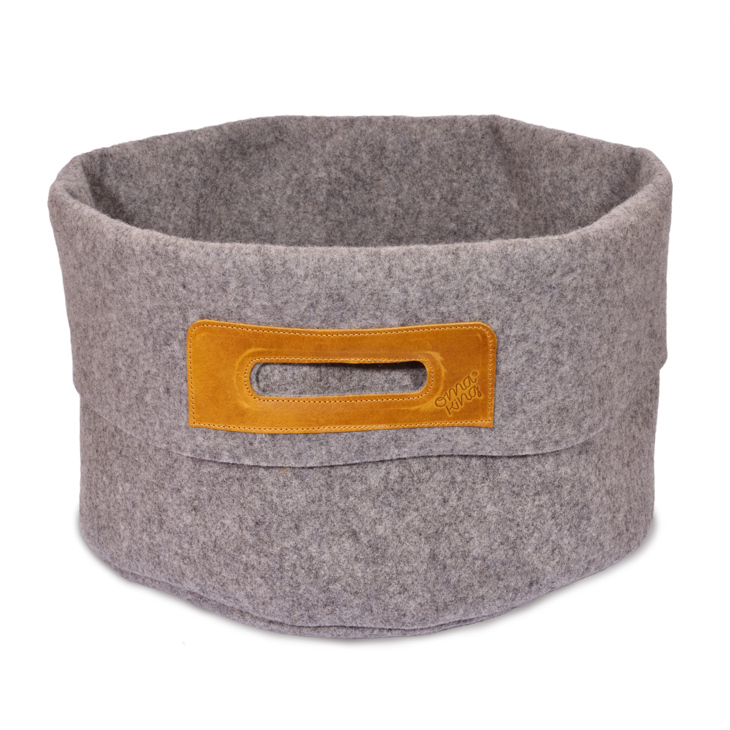 Sisustuskott-hall-kollane-scaled-1 Wool Felt Omaking Basket - Grey/Cognac - Image 1