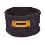 Wool Felt Omaking Basket - Dark Grey/Cognac - Image 2
