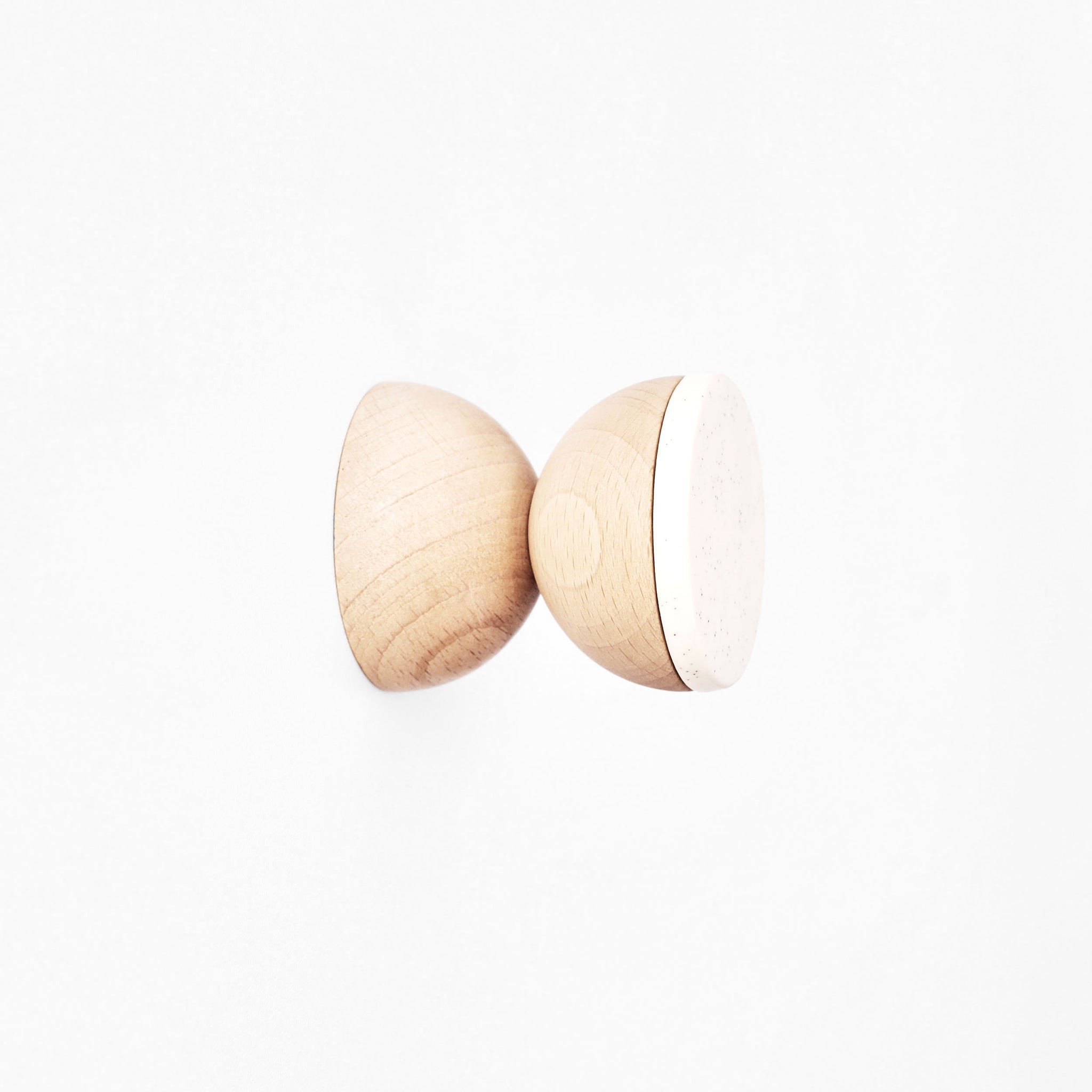 beech-wood-aluminium-wall-hook-knob-duplicate-6b0e987f Beech Wood & Ceramic Wall Hook / Knob - White Sand - Image 1