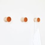 Beech Wood & Ceramic Wall Hook / Knob - Terracotta Orange Specks - Image 2
