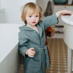Linen Bathrobe for Kids - Blue Fog - Image 2