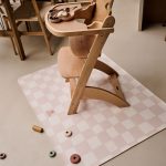 Kids Mealtime Floor Mat, Non-Slip & Waterproof - Chess Pink Beige
