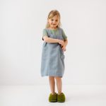 Linen Pinafore Apron for Kids - Blue Fog - Image 7