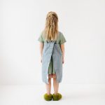 Linen Pinafore Apron for Kids - Blue Fog - Image 3