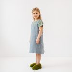 Linen Pinafore Apron for Kids - Blue Fog - Image 5