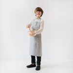 Linen Daily Apron for Kids - Light Grey - Image 4