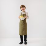 Linen Daily Apron for Kids - Olive - Image 5