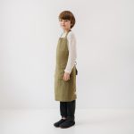 Linen Daily Apron for Kids - Olive - Image 4