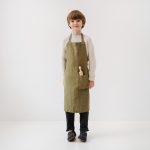 Linen Daily Apron for Kids - Olive - Image 2