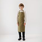 Linen Daily Apron for Kids - Olive