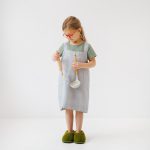 Linen Pinafore Apron for Kids - Light Grey - Image 5