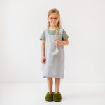 Linen Pinafore Apron for Kids - Light Grey - Image 2