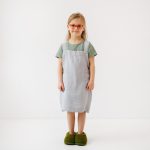 Linen Pinafore Apron for Kids - Light Grey