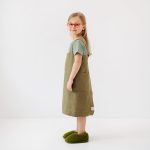 Linen Pinafore Apron for Kids - Olive