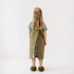 Linen Pinafore Apron for Kids - Olive - Image 3