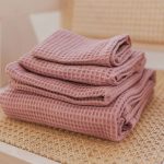 Organic Waffle Cotton Towel - Old Pink - Image 2