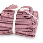 Organic Waffle Cotton Towel - Old Pink - Image 3