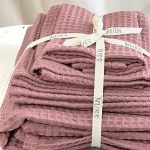 Organic Waffle Cotton Towel - Old Pink