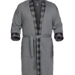 Gray 3/4 Sleeve Flannel-Collared Robe - Image 2