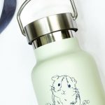 Water Bottle / Thermos – Guinea Pig – Light Green 350ml Stainless Steel - Image 2